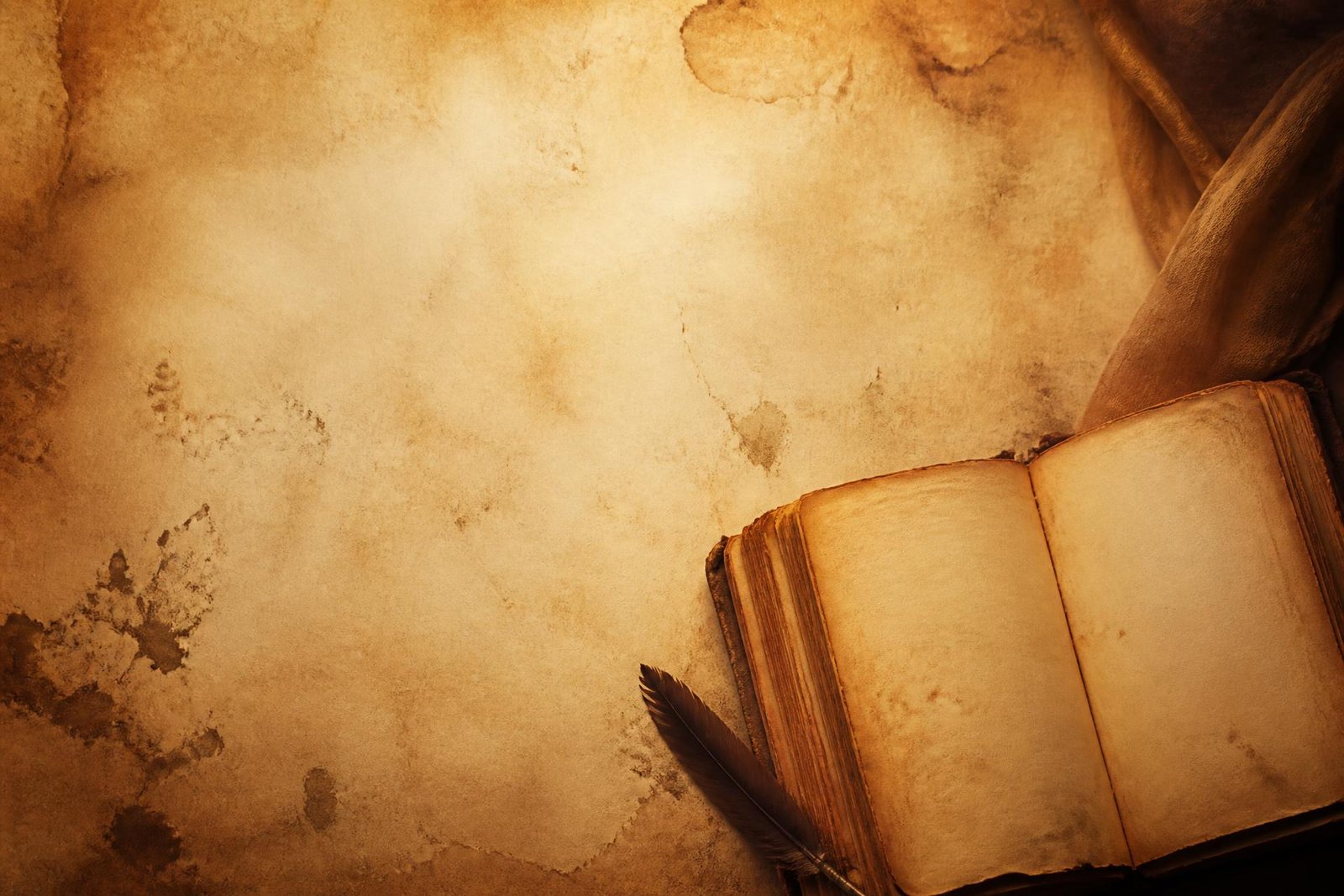 An open antique manuscript resting in a quiet library